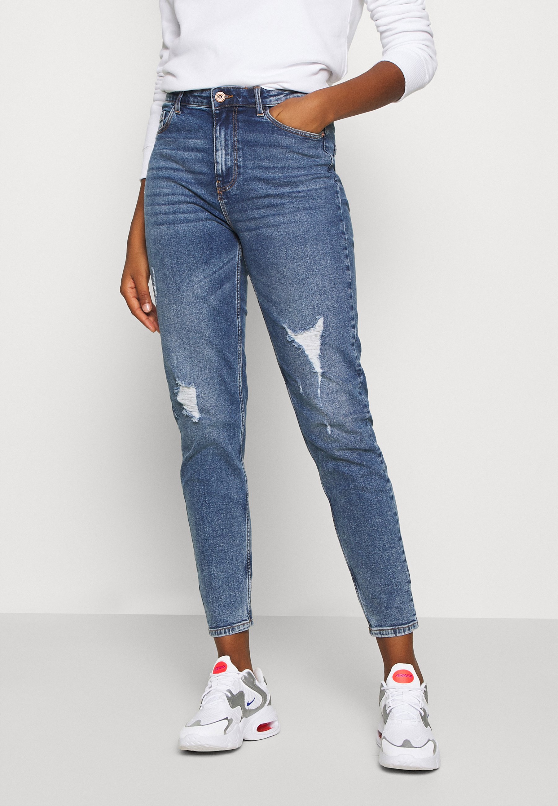 Jeans Pieces PCKESIA MOM DESTROY - Jean boyfriend - medium blue denim